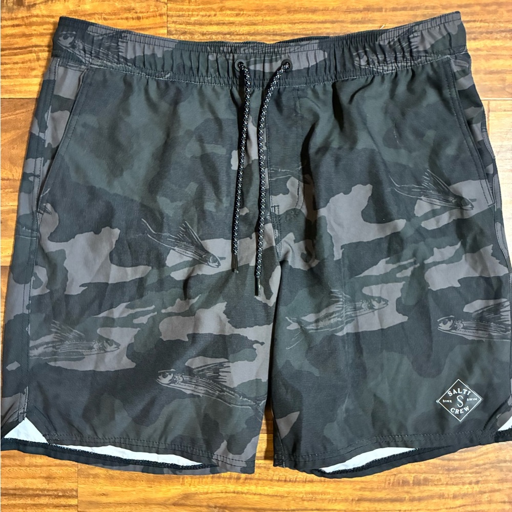 Salty Crew Men’s Black Camo Swim Trunks